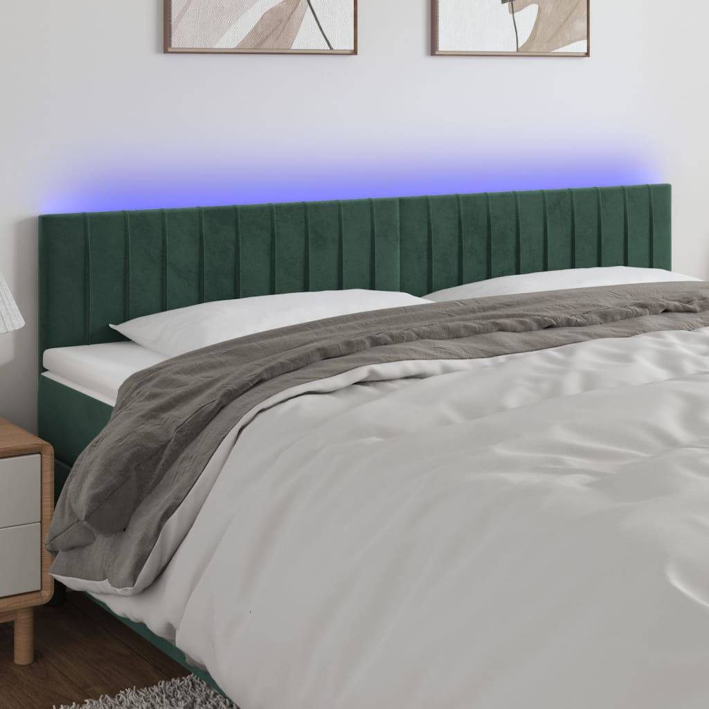 vidaXL LED Kopfteil Dunkelgrün 200x5x78/88 cm Samt