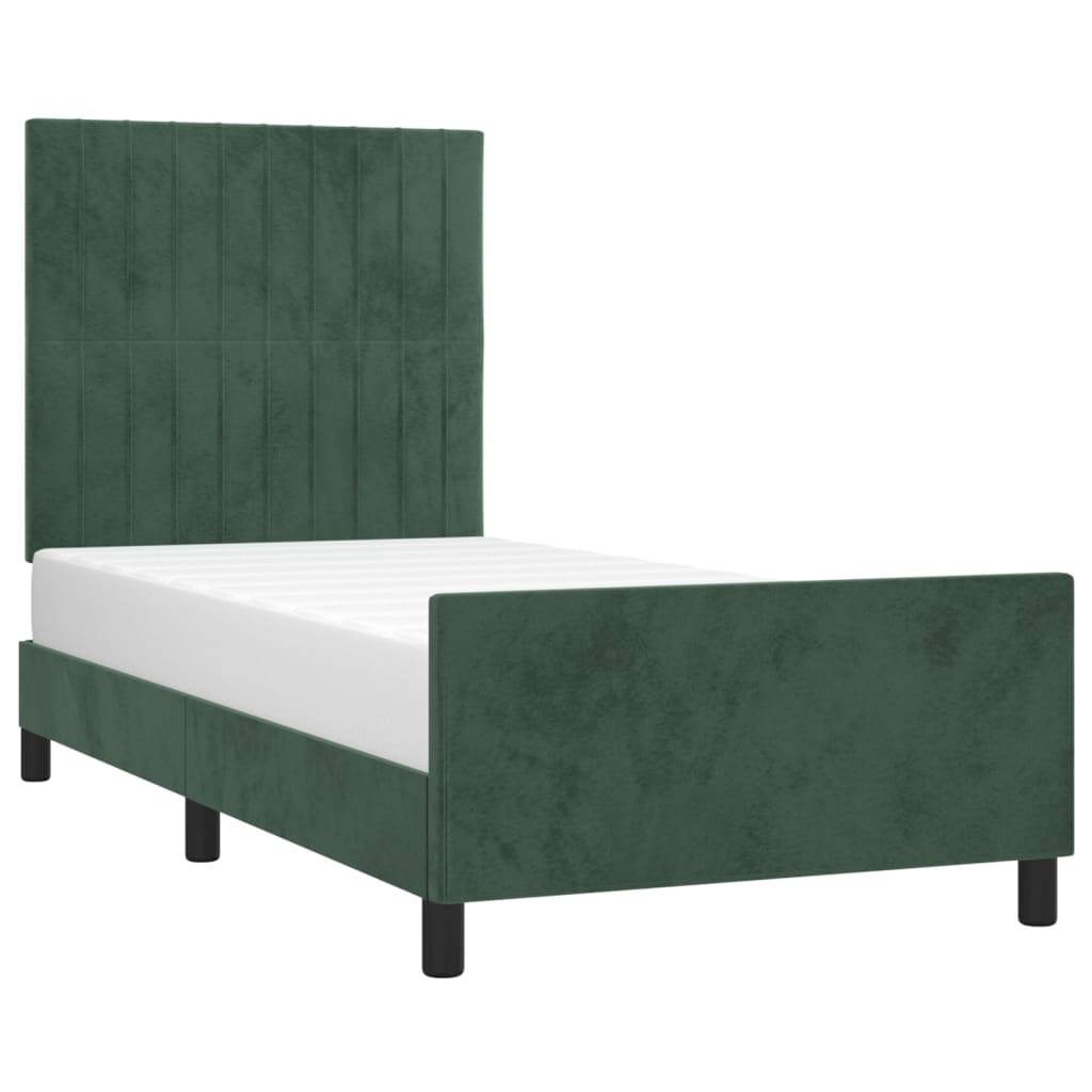vidaXL Bettgestell ohne Matratze Dunkelgrün 90x200 cm Samt