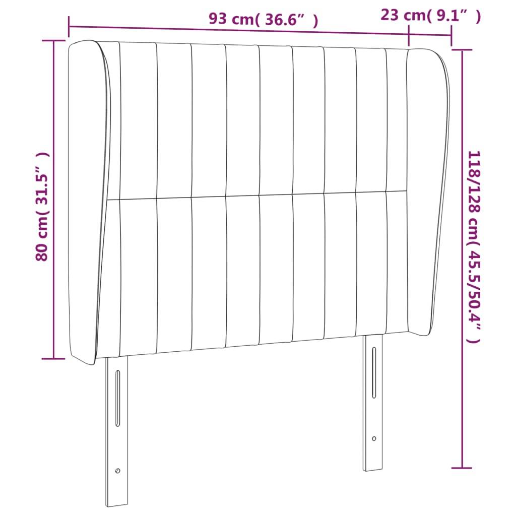 vidaXL Kopfteil mit Ohren Dunkelgrau 93x23x118/128 cm Stoff