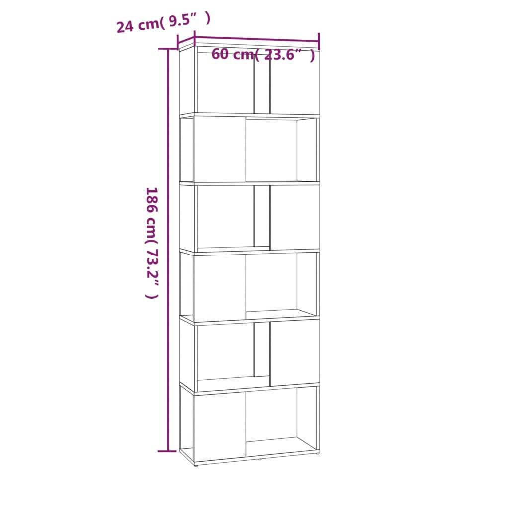 vidaXL Bücherregal/Raumteiler Räuchereiche 60x24x186 cm