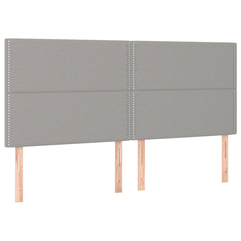 vidaXL LED Kopfteil Hellgrau 200x5x118/128 cm Stoff