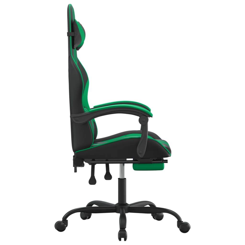 vidaXL Gaming-Stuhl mit Fußstütze Schwarz und Grün Kunstleder