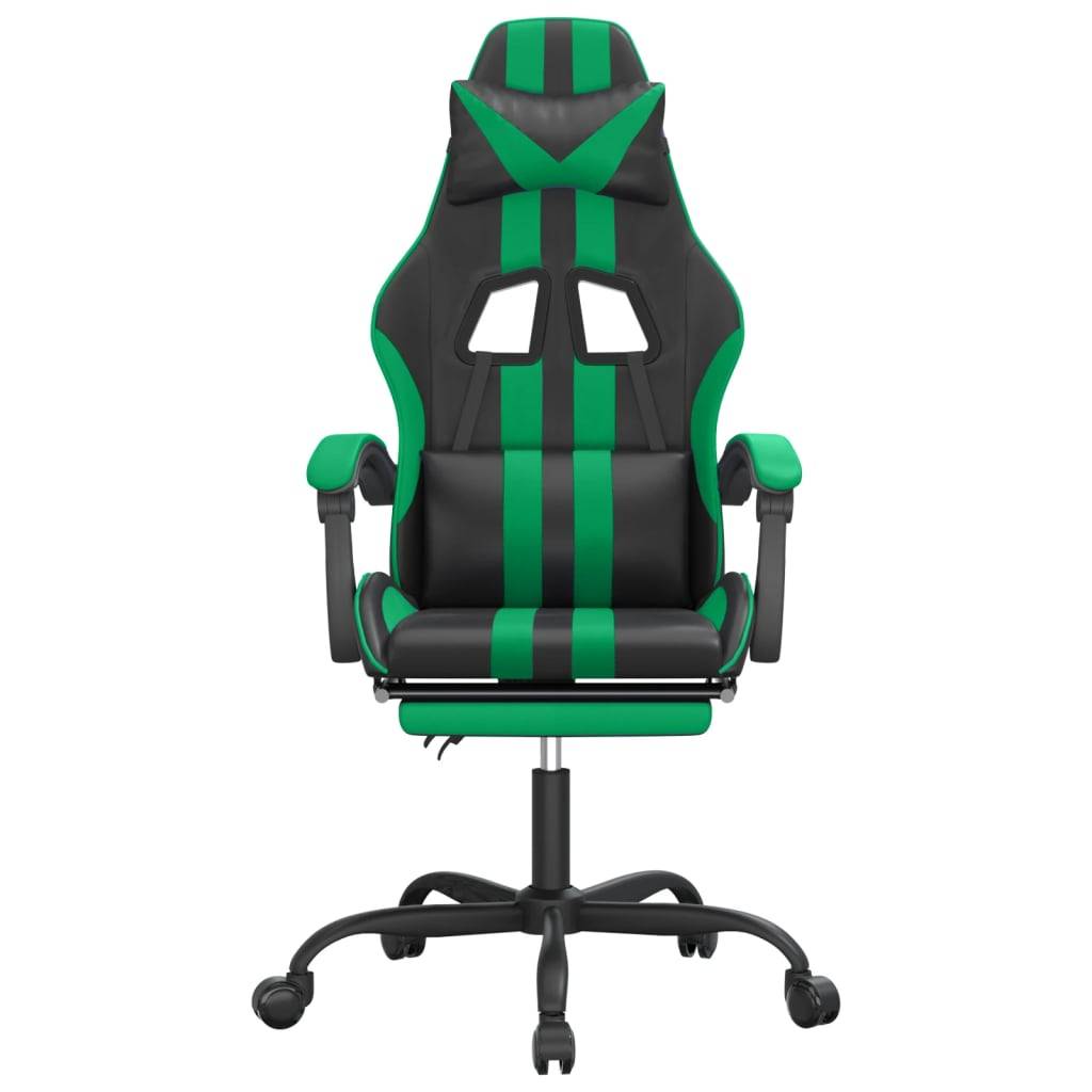 vidaXL Gaming-Stuhl mit Fußstütze Schwarz und Grün Kunstleder