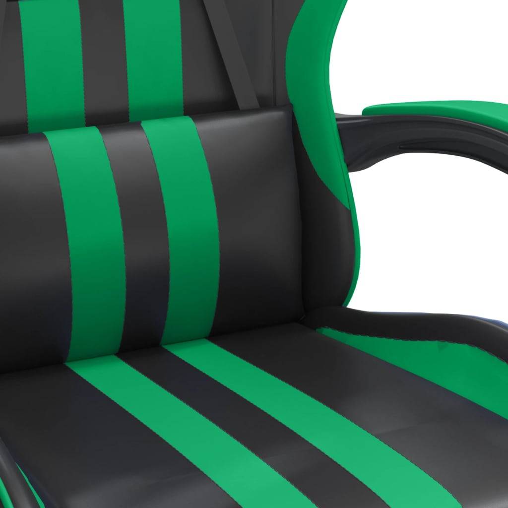 vidaXL Gaming-Stuhl mit Fußstütze Drehbar Schwarz & Grün Kunstleder