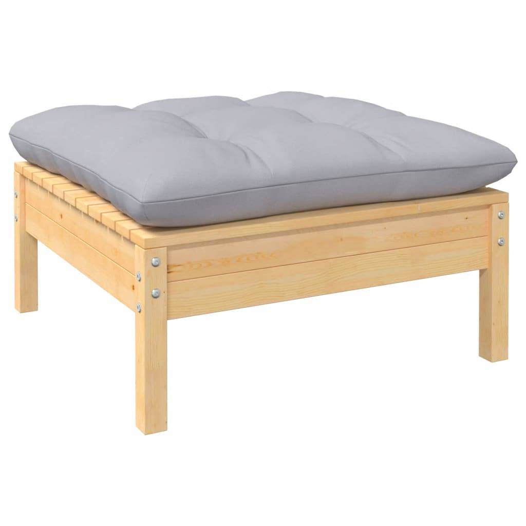 vidaXL 12-tlg. Garten-Lounge-Set mit Grauen Kissen Kiefernholz