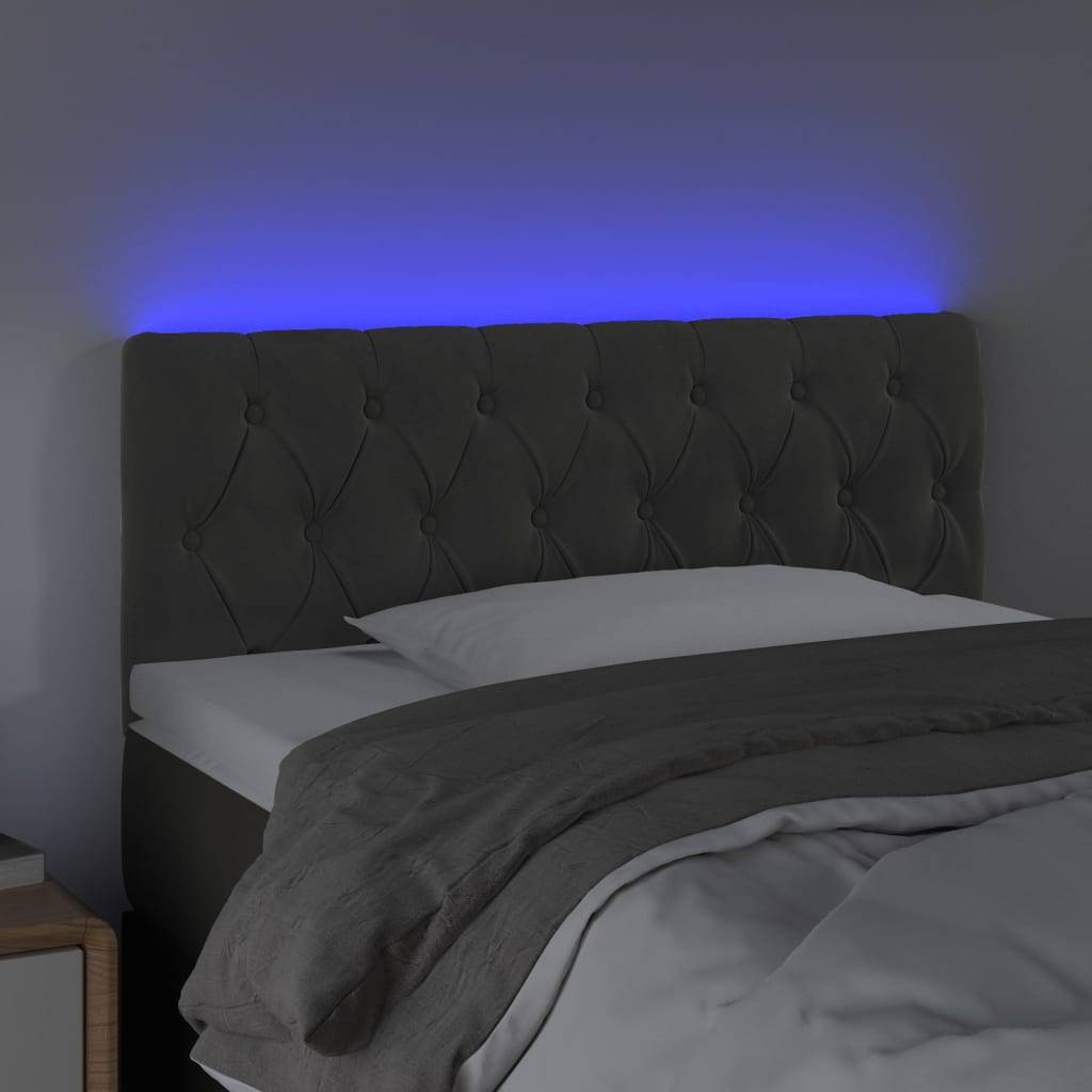 vidaXL LED Kopfteil Dunkelgrau 90x7x78/88 cm Samt