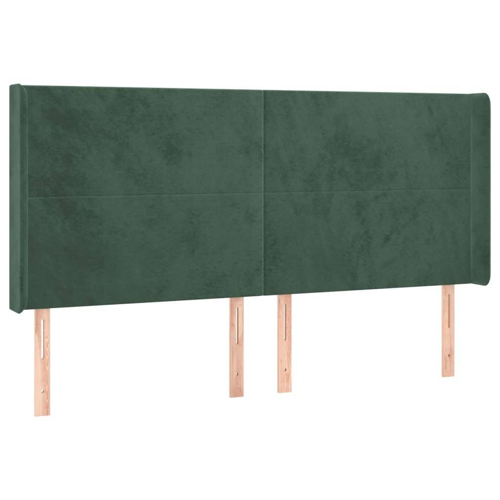 vidaXL LED Kopfteil Dunkelgrün 183x16x118/128 cm Samt