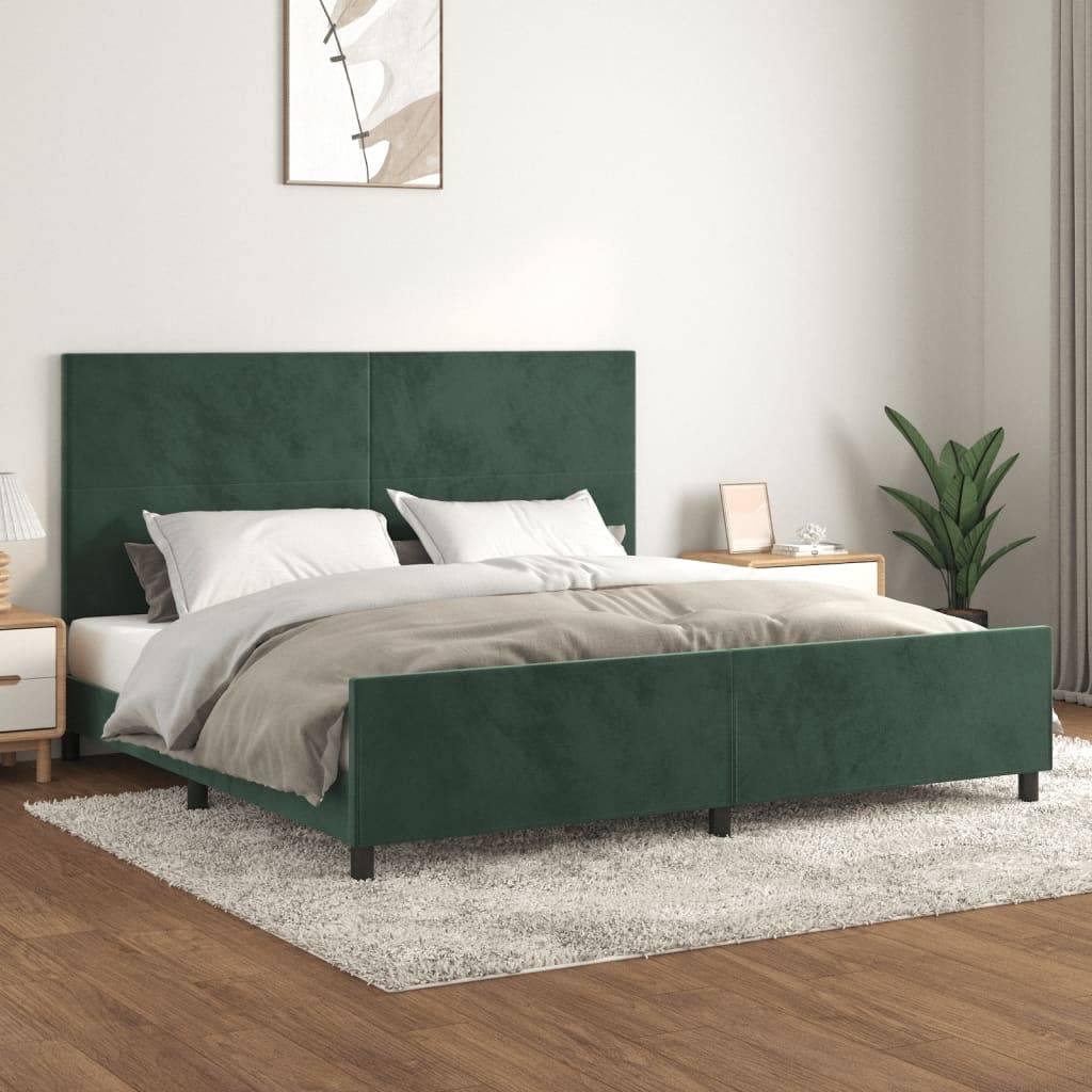 vidaXL Bettgestell ohne Matratze Dunkelgrün 200x200 cm Samt