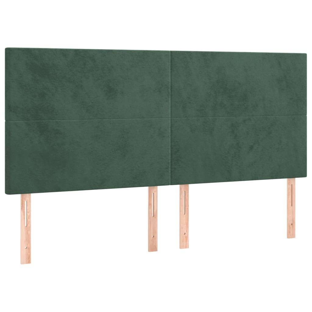 vidaXL LED Kopfteil Dunkelgrün 200x5x118/128 cm Samt