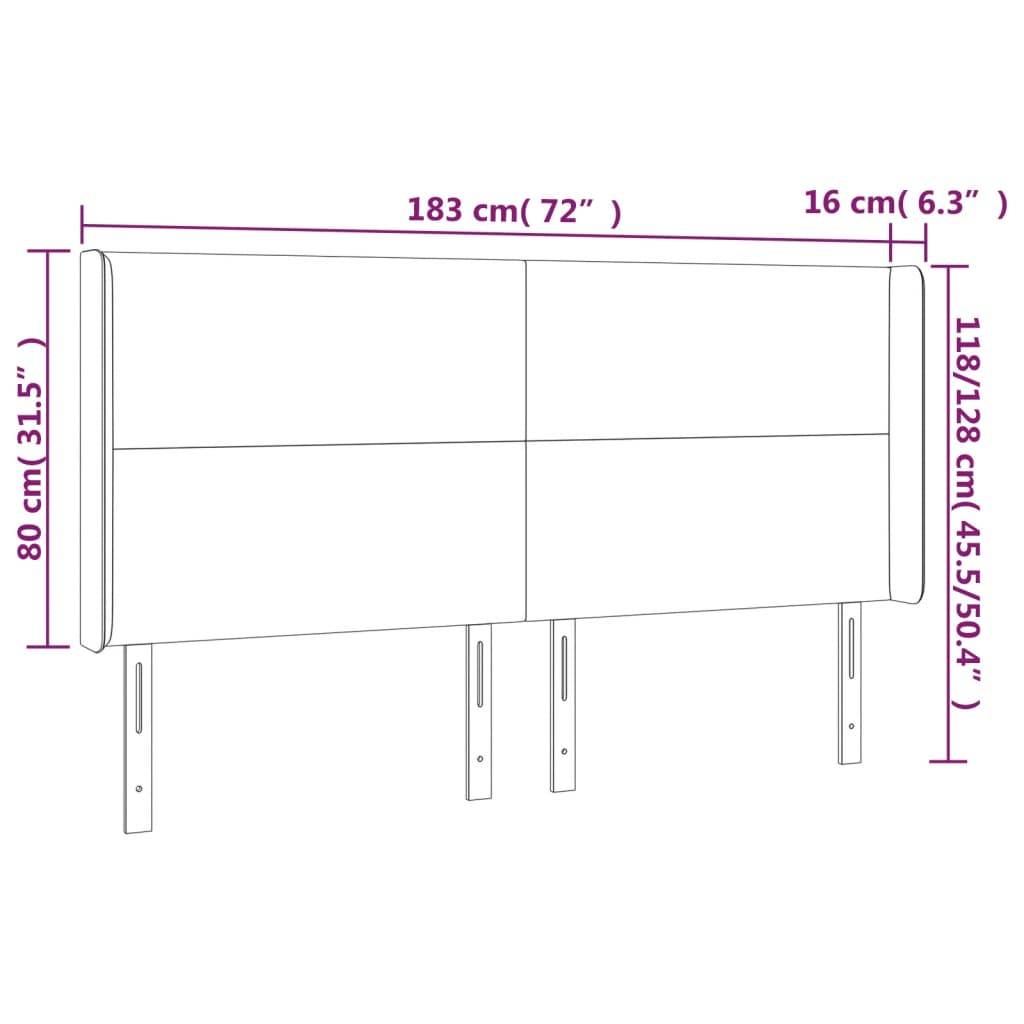 vidaXL Kopfteil mit Ohren Dunkelgrau 183x16x118/128 cm Stoff