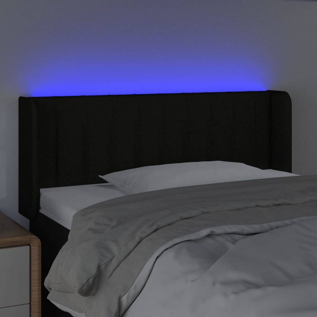 vidaXL LED Kopfteil Schwarz 103x16x78/88 cm Stoff