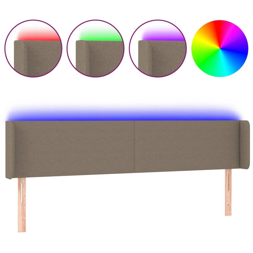 vidaXL LED Kopfteil Taupe 183x16x78/88 cm Stoff