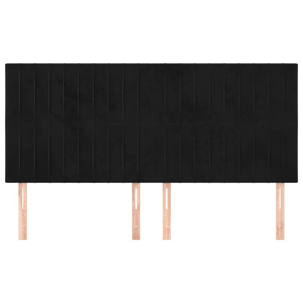 vidaXL Kopfteile 4 Stk. Schwarz 90x5x78/88 cm Samt
