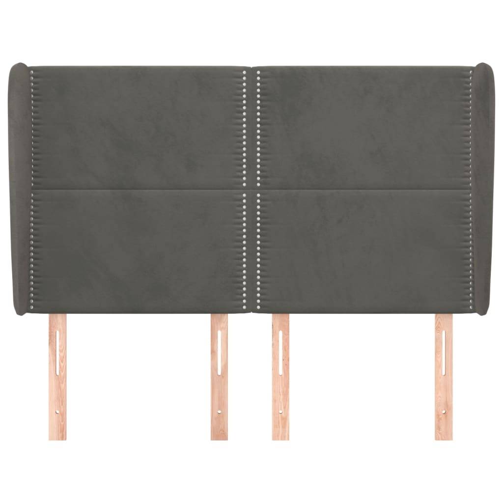 vidaXL Kopfteil mit Ohren Dunkelgrau 147x23x118/128 cm Samt