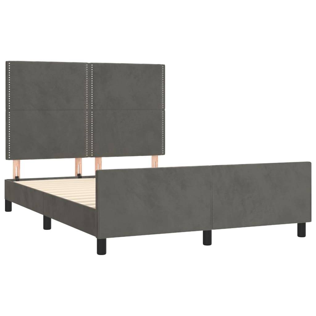 vidaXL Bettgestell ohne Matratze Dunkelgrau 140x190 cm Samt
