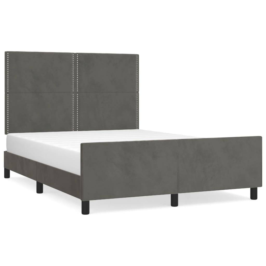 vidaXL Bettgestell ohne Matratze Dunkelgrau 140x190 cm Samt