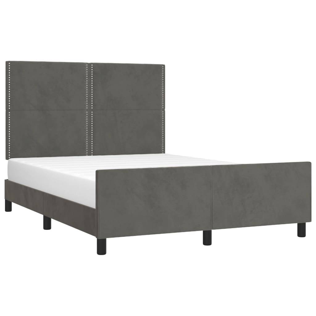 vidaXL Bettgestell ohne Matratze Dunkelgrau 140x190 cm Samt