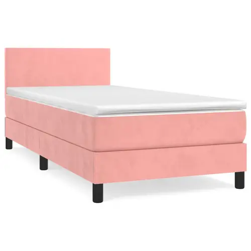 vidaXL Boxspringbett mit Matratze Rosa 90x190 cm Samt vidaXL Boxspringbett mit Matratze Rosa 90x190 cm Samt