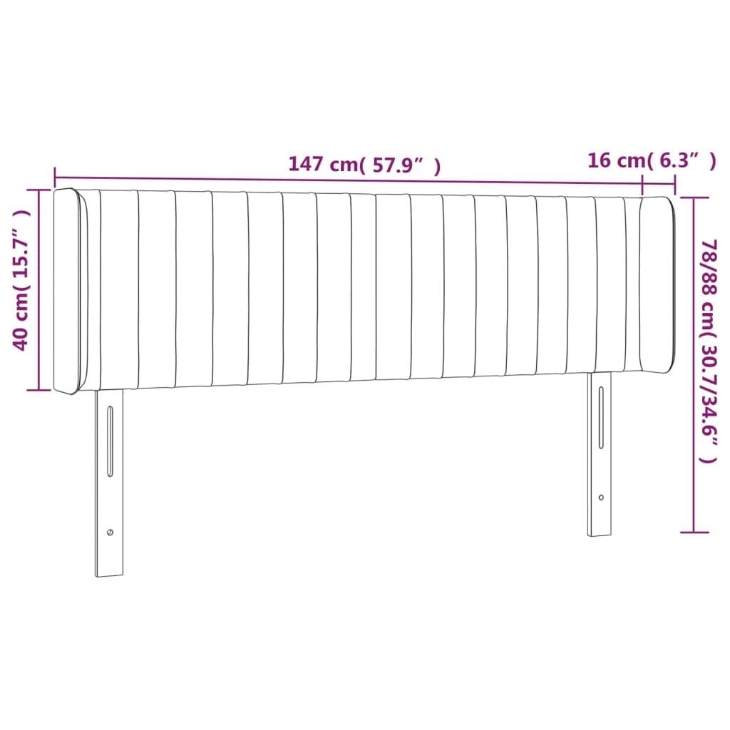 vidaXL LED Kopfteil Schwarz 147x16x78/88 cm Stoff
