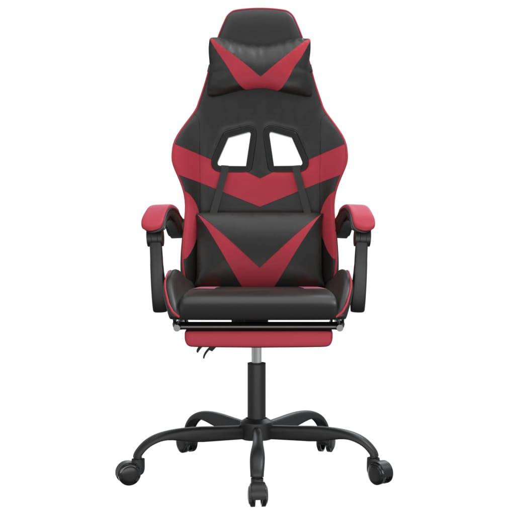 vidaXL Gaming-Stuhl mit Fußstütze Schwarz und Weinrot Kunstleder
