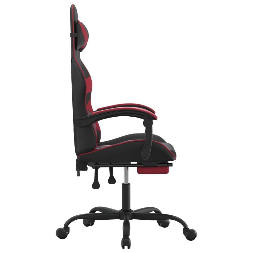 vidaXL Gaming-Stuhl mit Fußstütze Drehbar Schwarz & Weinrot Kunstleder