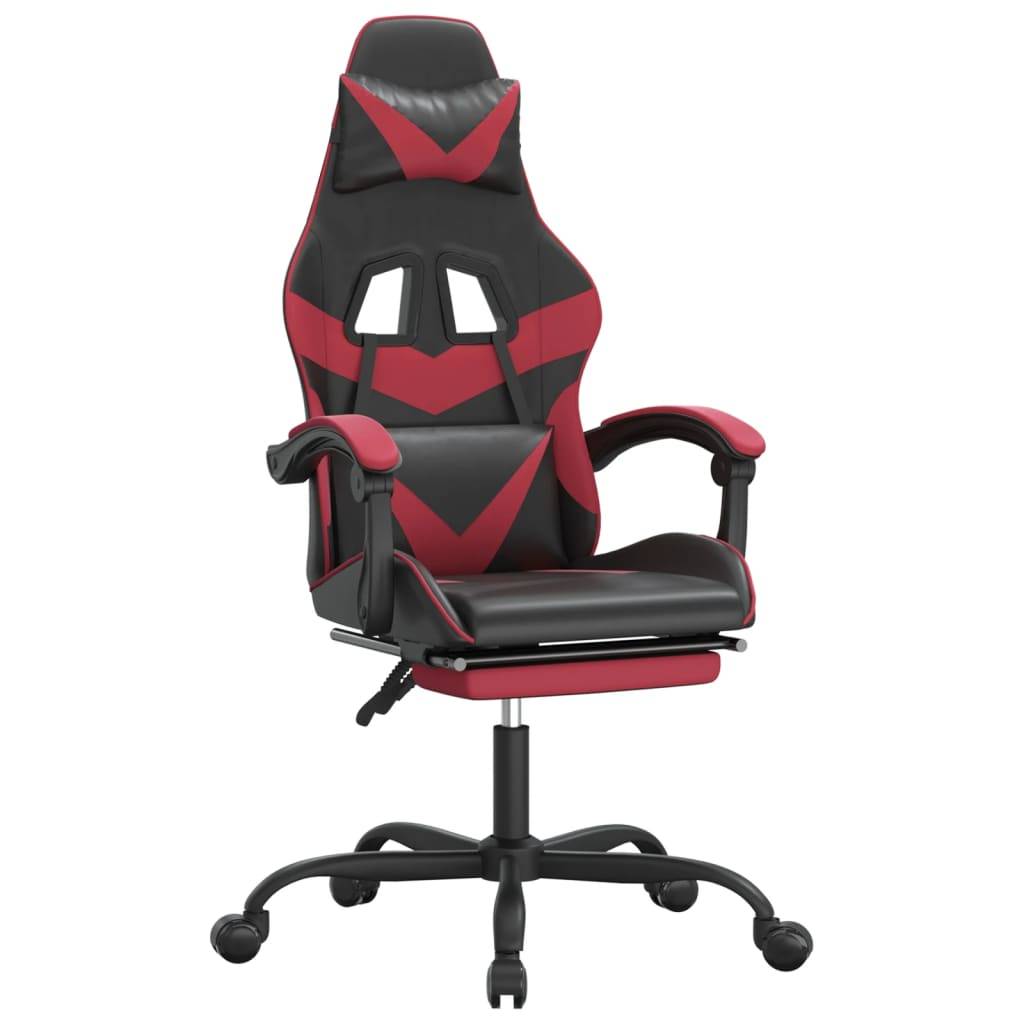 vidaXL Gaming-Stuhl mit Fußstütze Drehbar Schwarz & Weinrot Kunstleder