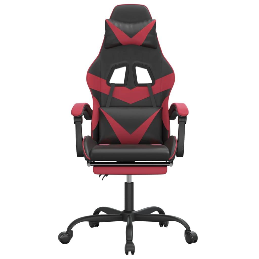 vidaXL Gaming-Stuhl mit Fußstütze Drehbar Schwarz & Weinrot Kunstleder