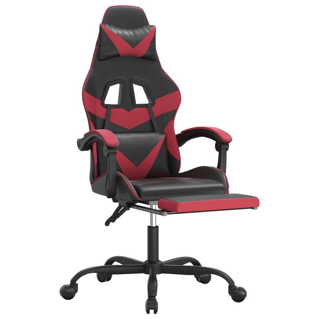 vidaXL Gaming-Stuhl mit Fußstütze Drehbar Schwarz & Weinrot Kunstleder
