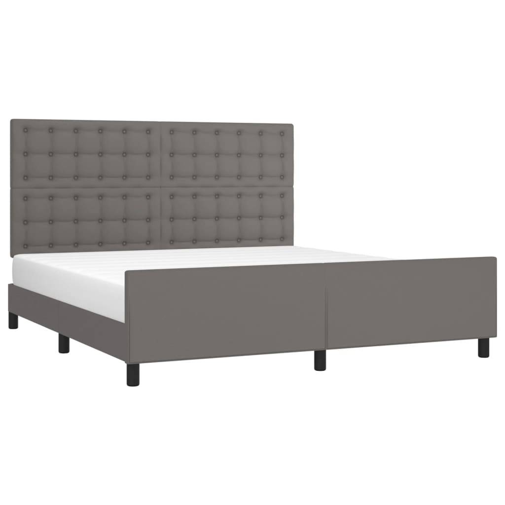 vidaXL Bettgestell mit Kopfteil Grau 160x200 cm Kunstleder