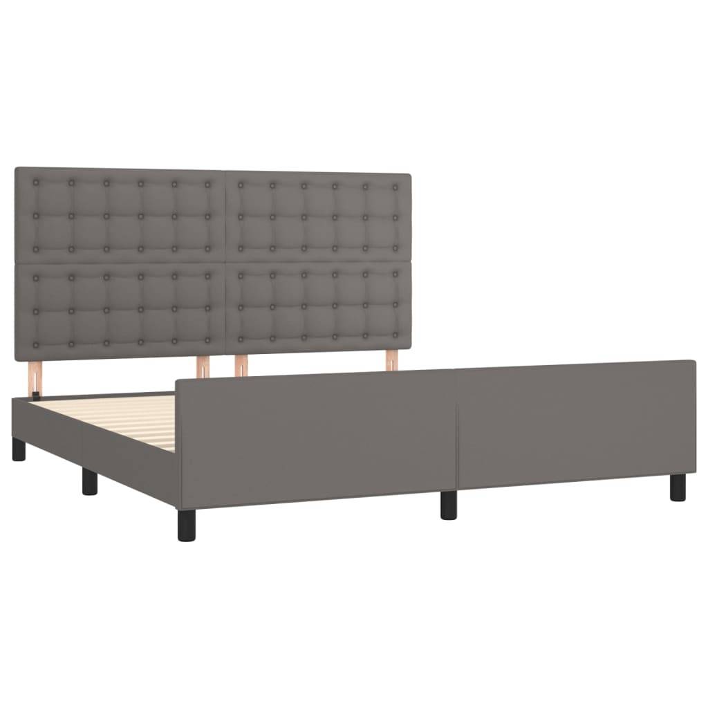 vidaXL Bettgestell mit Kopfteil Grau 160x200 cm Kunstleder