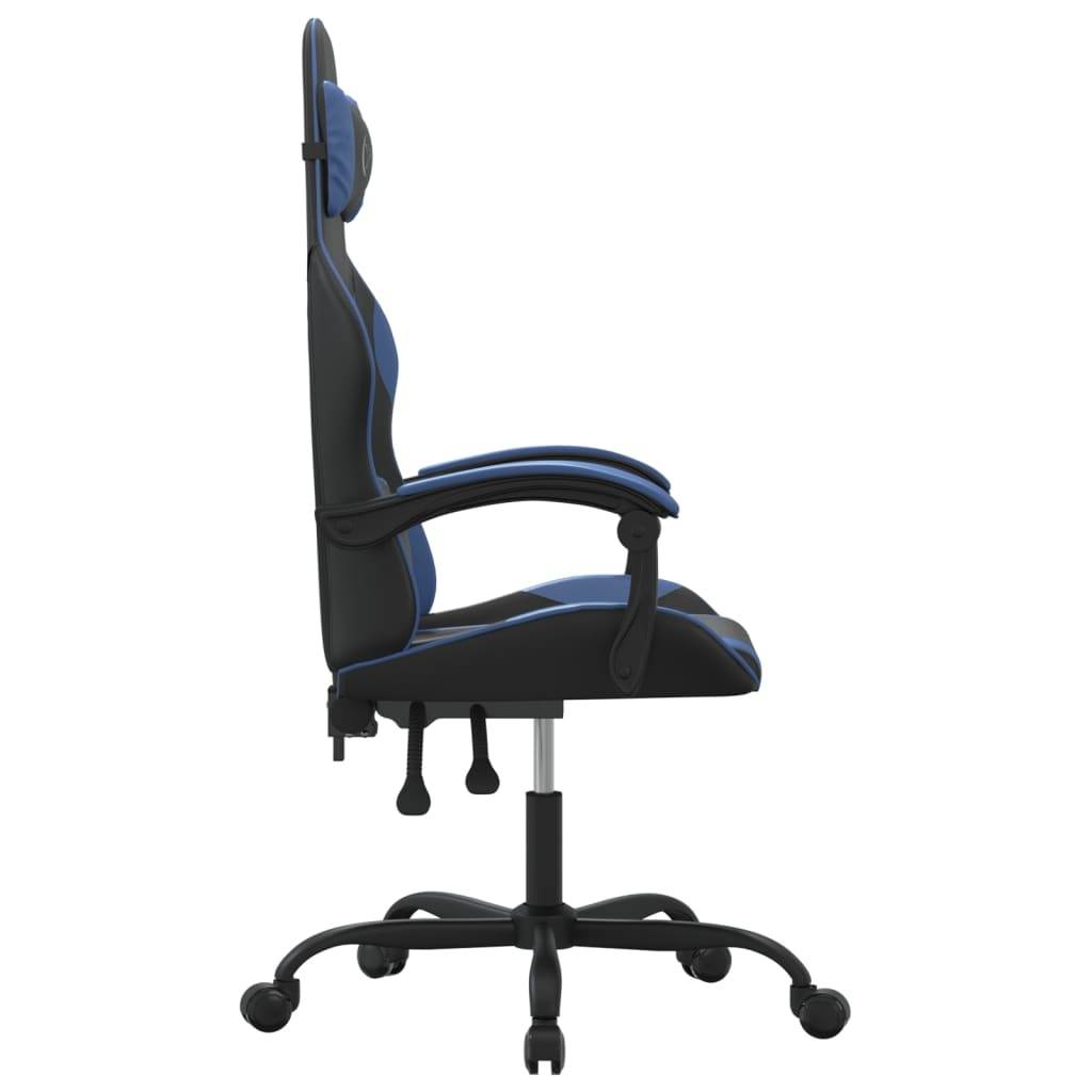 vidaXL Gaming-Stuhl Drehbar Schwarz und Blau Kunstleder