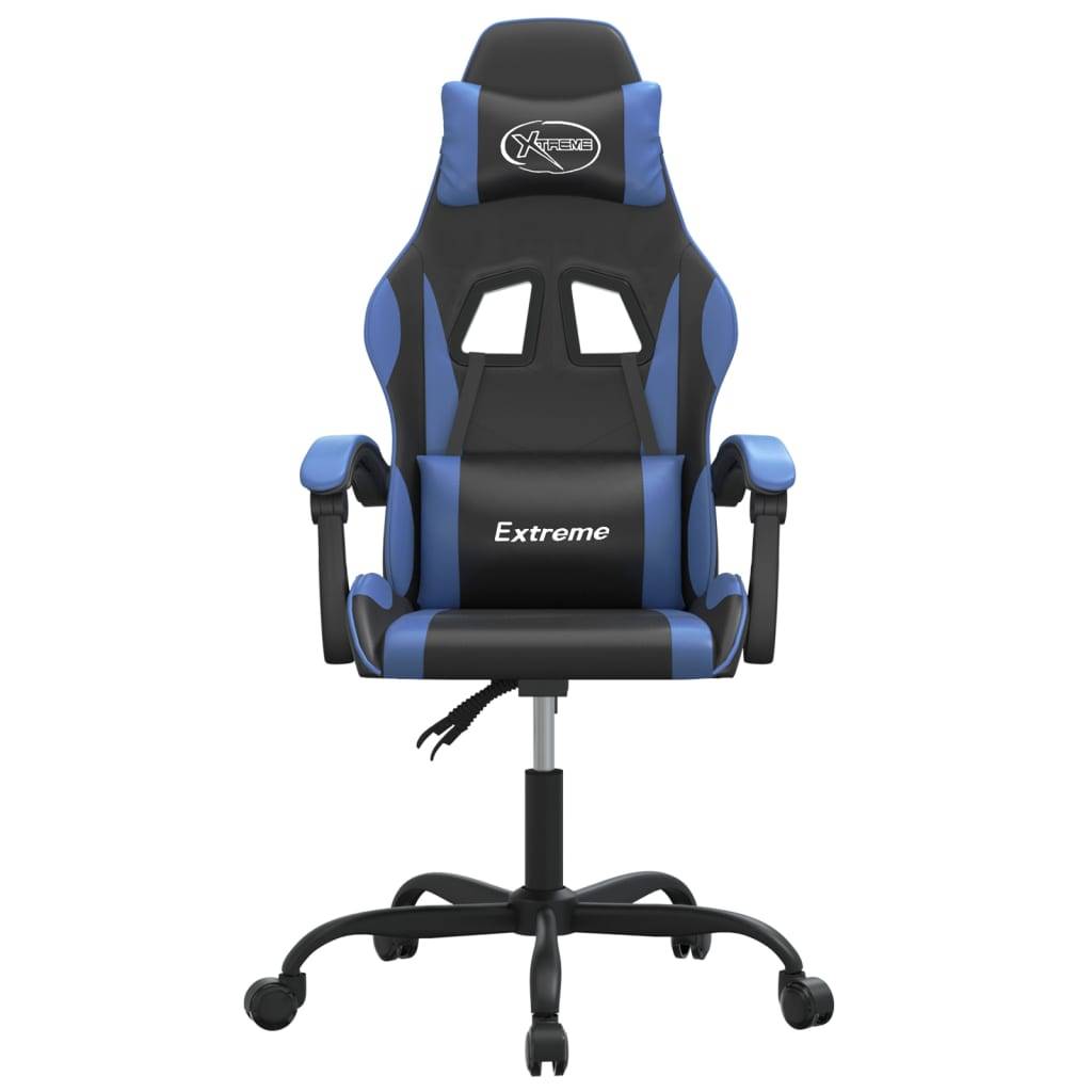 vidaXL Gaming-Stuhl Drehbar Schwarz und Blau Kunstleder