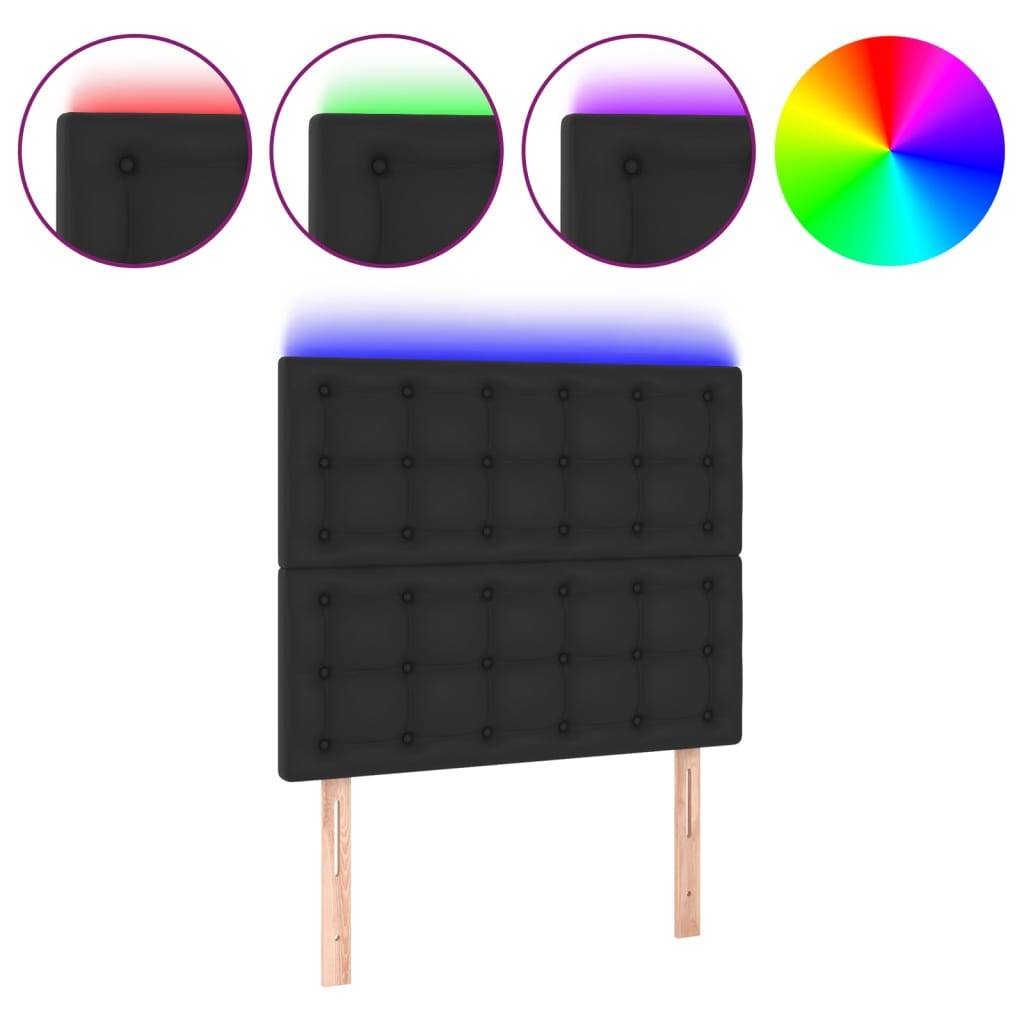 vidaXL LED Kopfteil Schwarz 80x5x118/128 cm Kunstleder