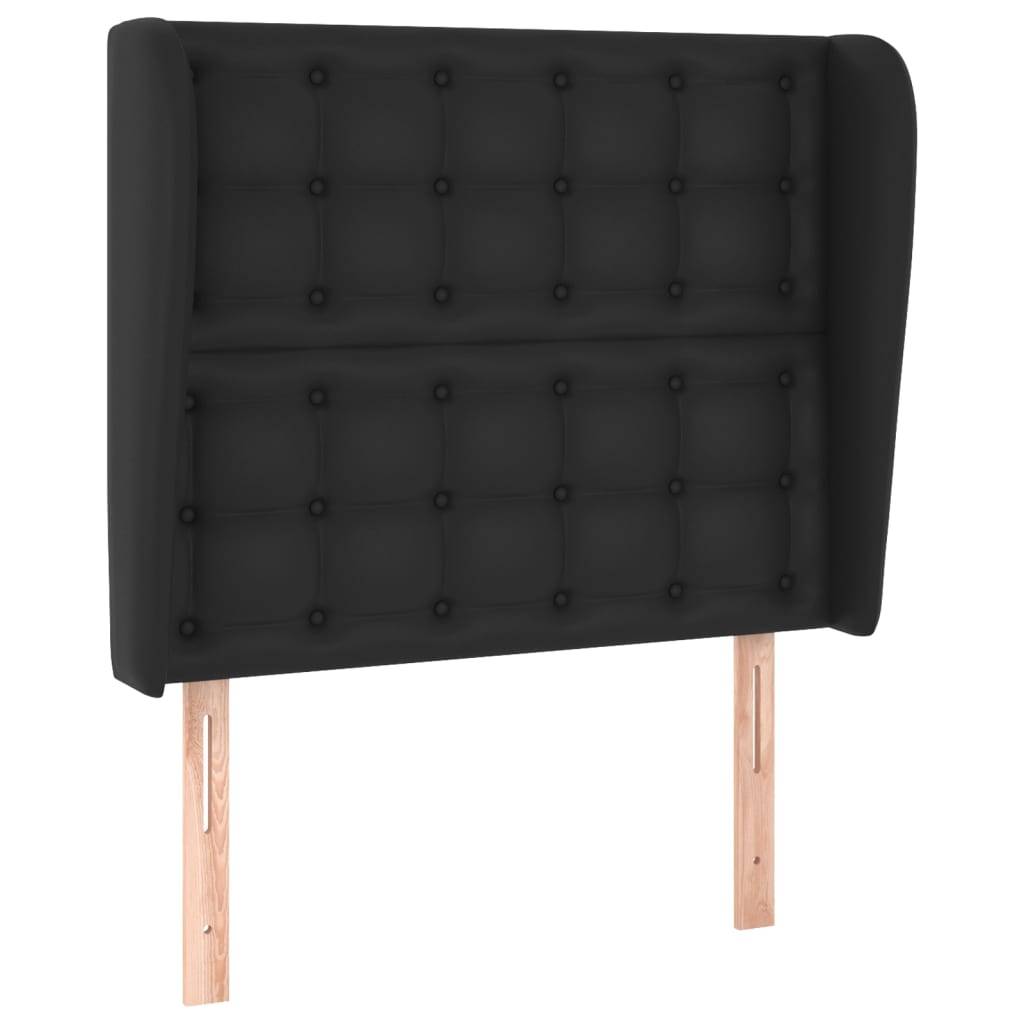 vidaXL Kopfteil mit Ohren Schwarz 83x23x118/128 cm Kunstleder