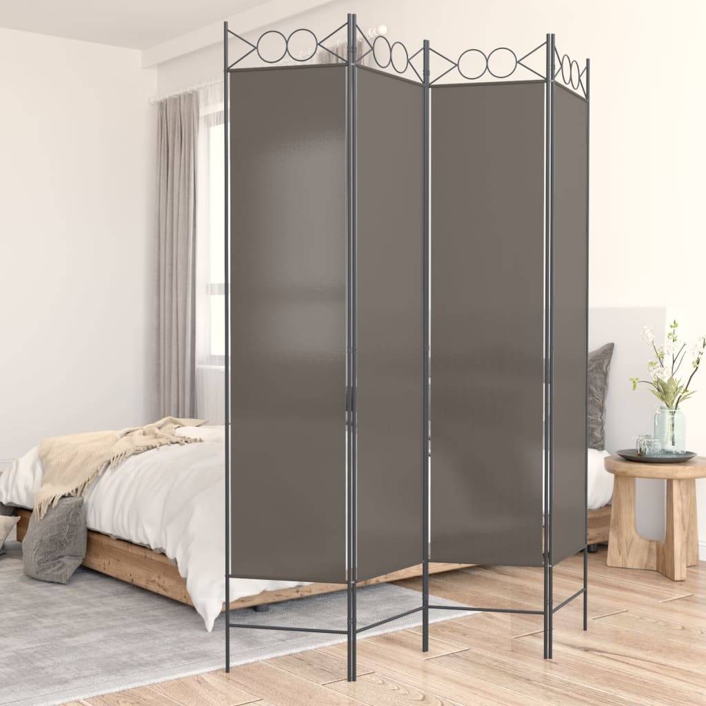 vidaXL 4-tlg. Paravent Anthrazit 160x200 cm Stoff