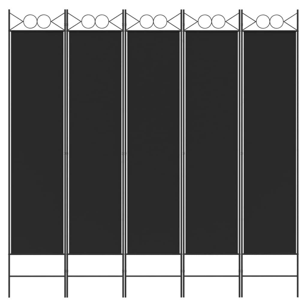 vidaXL 5-tlg. Paravent Schwarz 200x200 cm Stoff