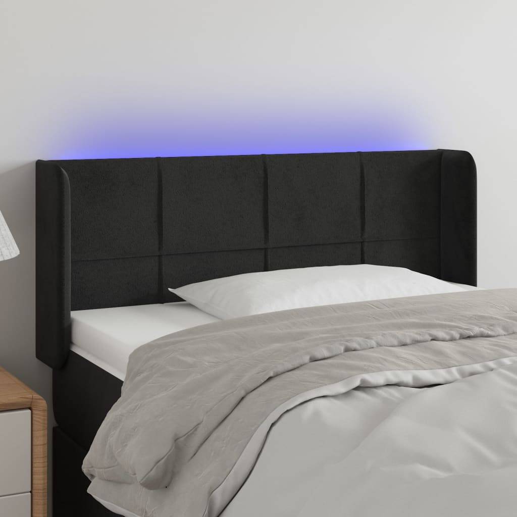 vidaXL LED Kopfteil Schwarz 83x16x78/88 cm Samt