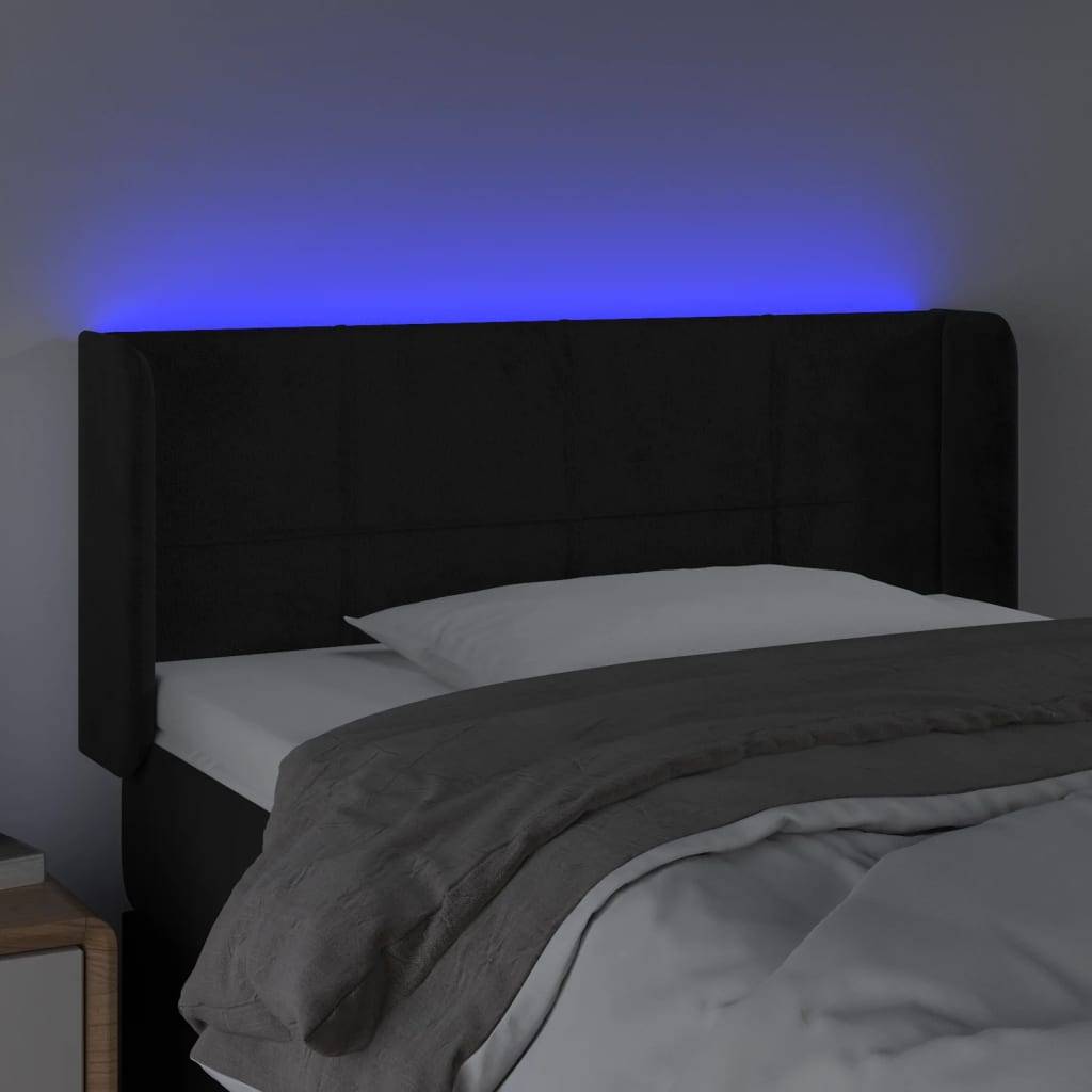 vidaXL LED Kopfteil Schwarz 83x16x78/88 cm Samt