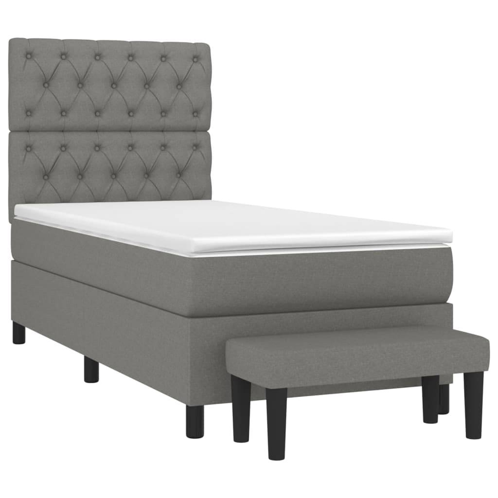 vidaXL Boxspringbett mit Matratze Dunkelgrau 80x200 cm Stoff