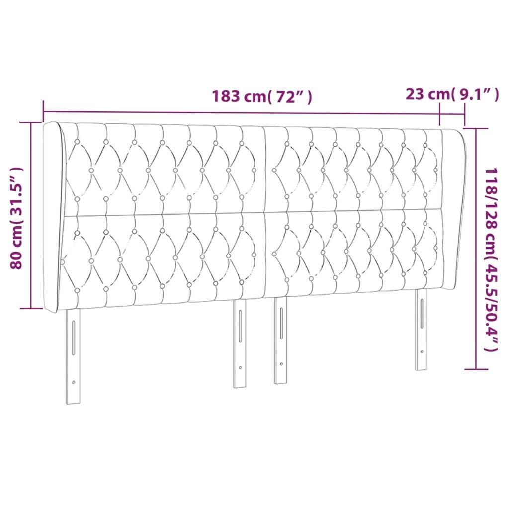 vidaXL Kopfteil mit Ohren Dunkelgrün 183x23x118/128 cm Samt
