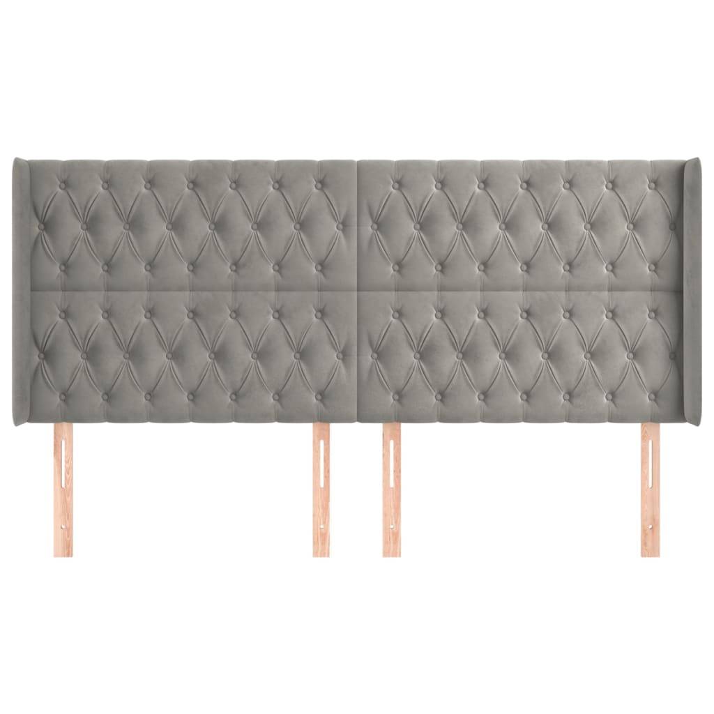 vidaXL Kopfteil mit Ohren Hellgrau 183x16x118/128 cm Samt