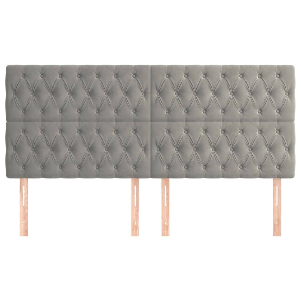 vidaXL Kopfteile 4 Stk. Hellgrau 90x7x78/88 cm Samt