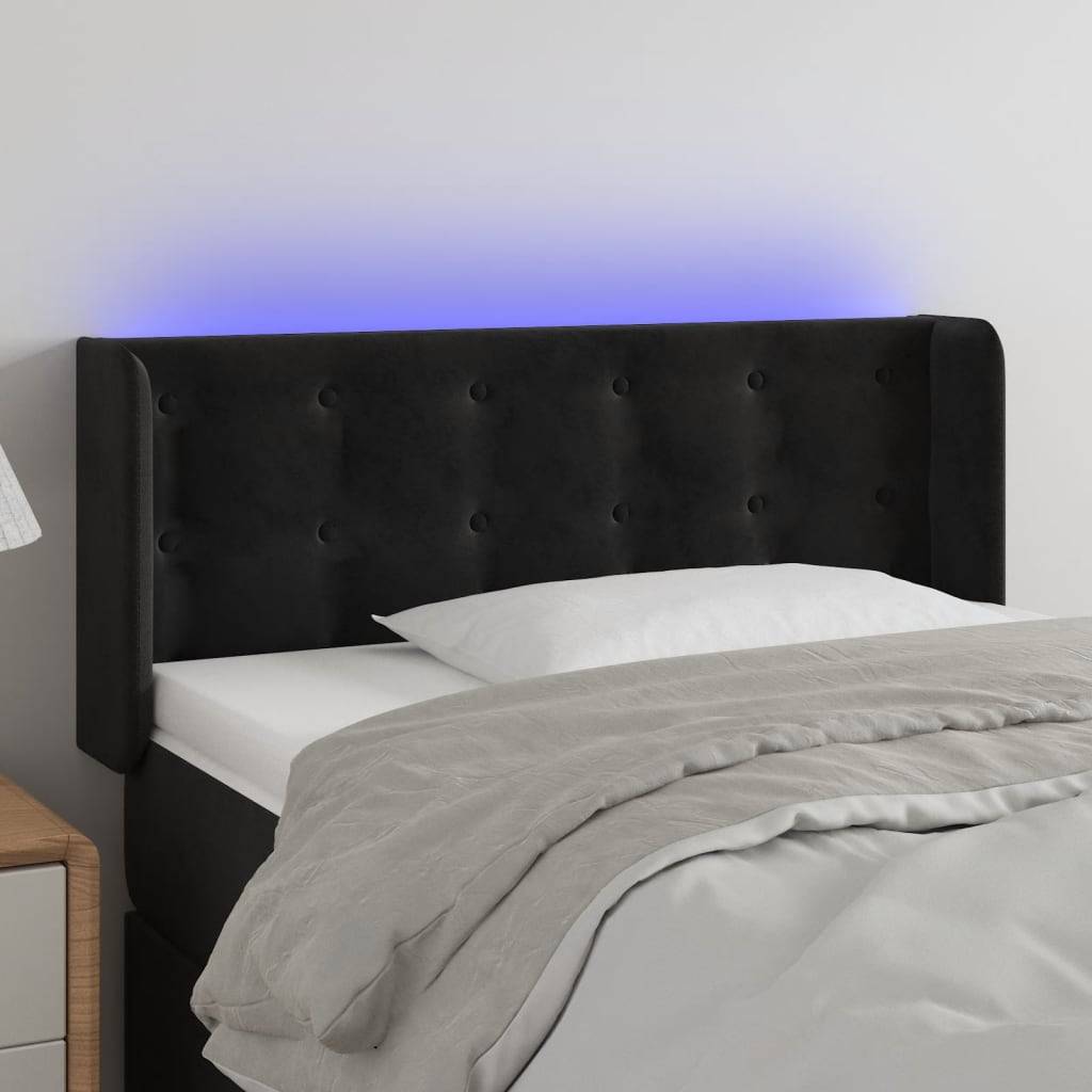 vidaXL LED Kopfteil Schwarz 83x16x78/88 cm Samt
