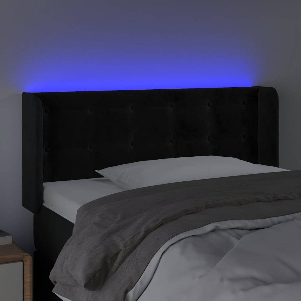 vidaXL LED Kopfteil Schwarz 83x16x78/88 cm Samt