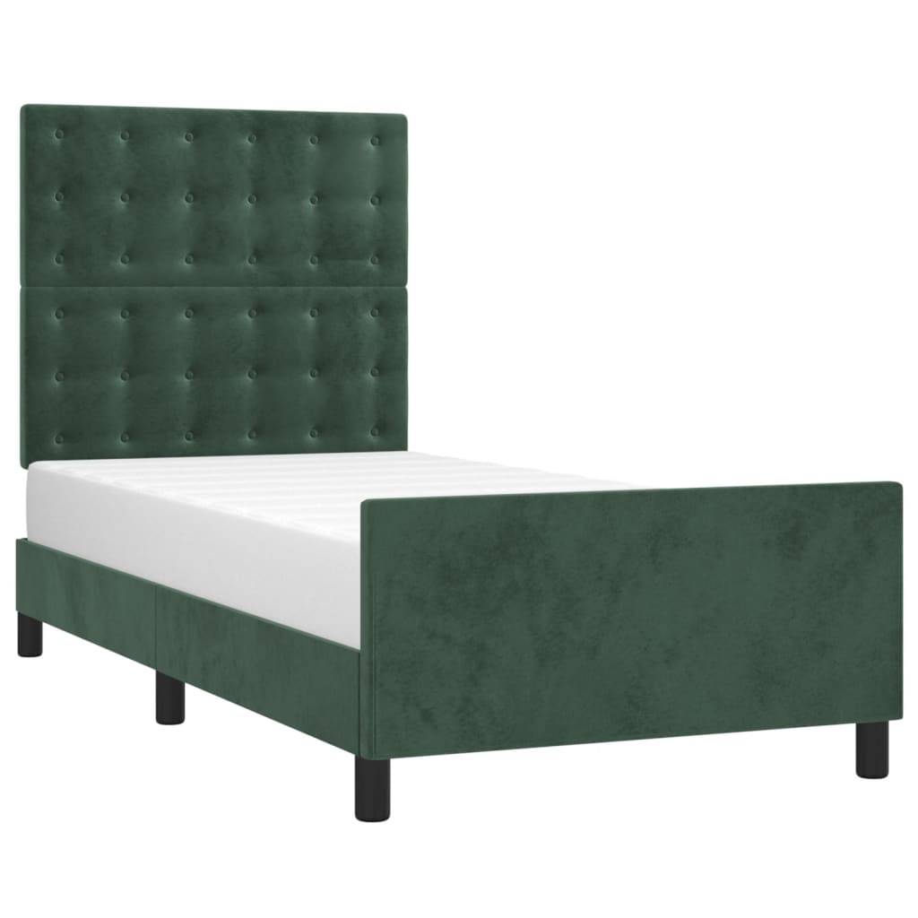 vidaXL Bettgestell ohne Matratze Dunkelgrün 90x200 cm Samt