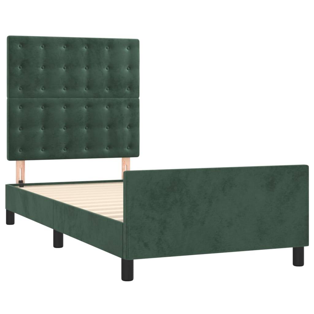 vidaXL Bettgestell ohne Matratze Dunkelgrün 90x200 cm Samt
