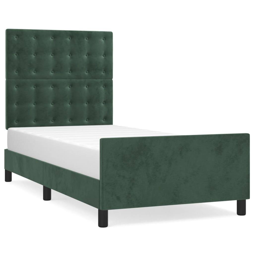 vidaXL Bettgestell ohne Matratze Dunkelgrün 90x200 cm Samt
