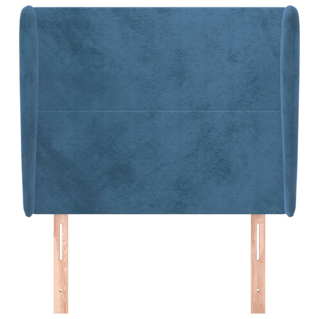 vidaXL Kopfteil mit Ohren Dunkelblau 83x23x118/128 cm Samt