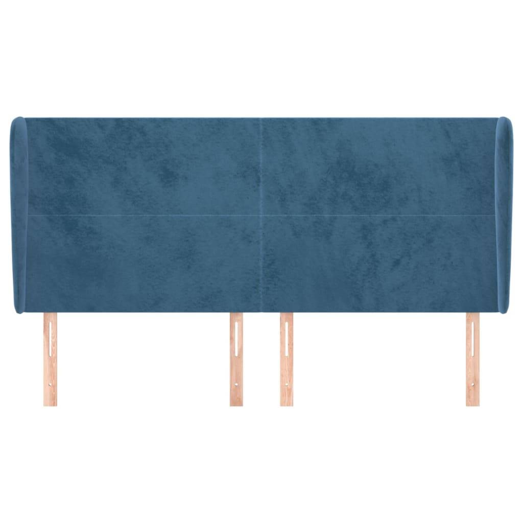 vidaXL Kopfteil mit Ohren Dunkelblau 163x23x118/128 cm Samt