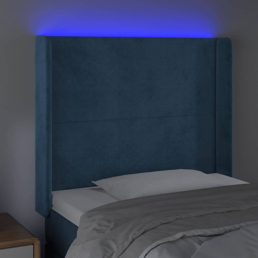 vidaXL LED Kopfteil Dunkelblau 83x16x118/128 cm Samt